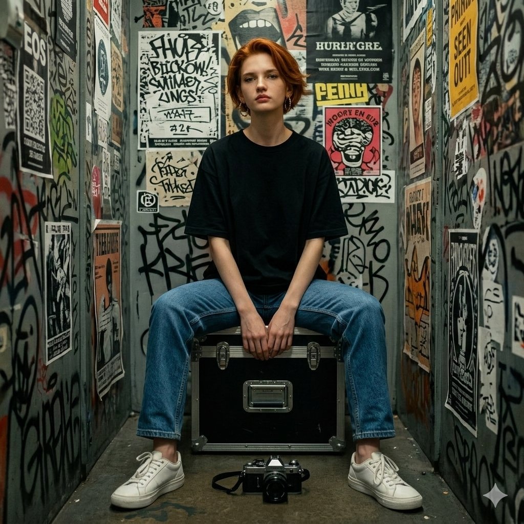 AI Prompt for Hyper-Realistic Graffiti Room Portrait - Urban Documentary Photography