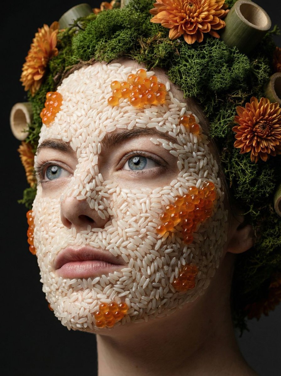 AI Prompt for Hyper-Realistic Image of Prosthetic Grain Portrait with Orange Spheres