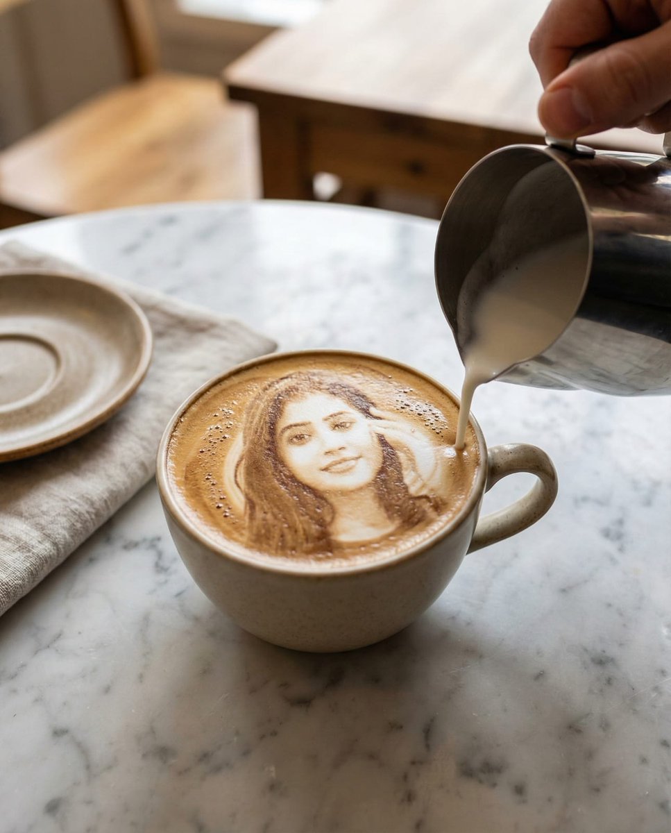 AI Prompt for Hyper-Realistic Latte Art Portraits with Identity Preservation