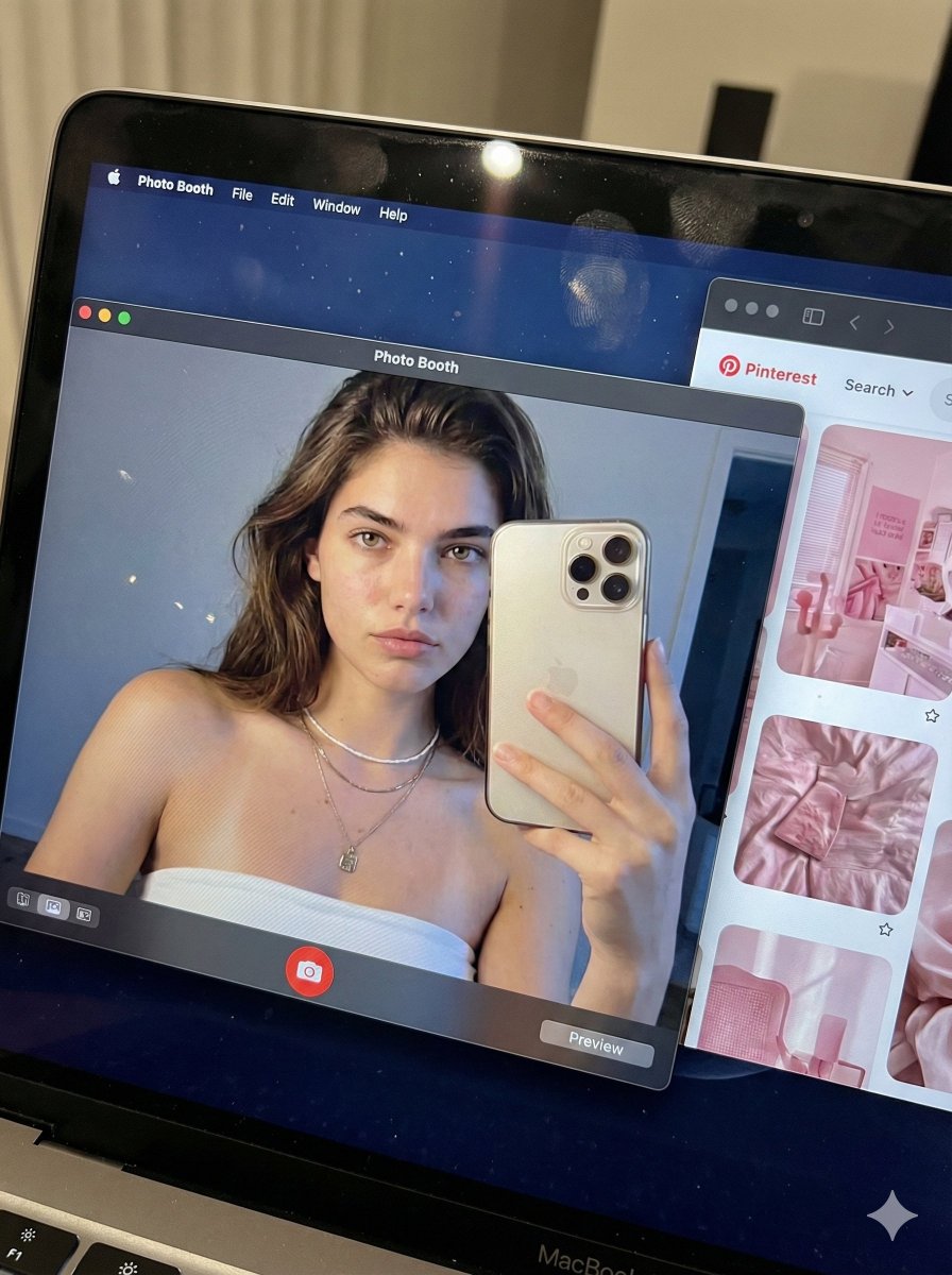 AI Prompt for Hyper-Realistic MacBook Screen with Candid Portrait