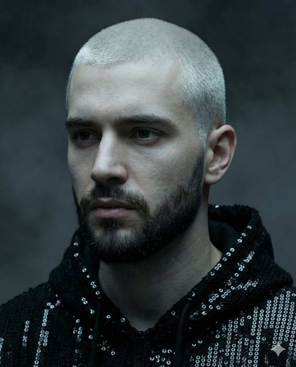 AI Prompt for Hyper-Realistic Male Portrait with Platinum Buzz Cut