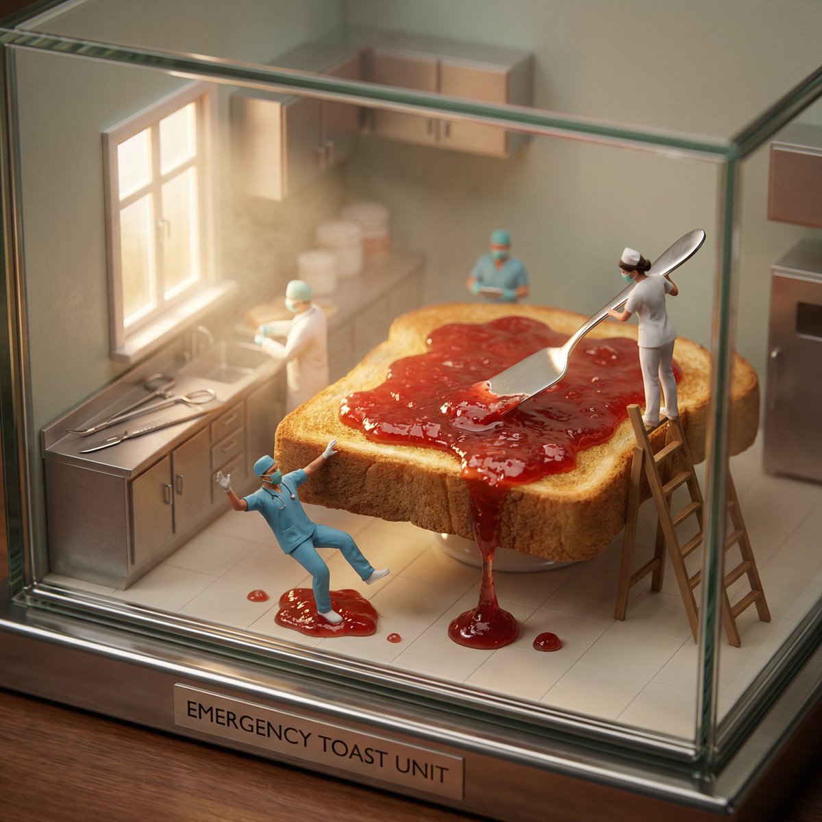 AI Prompt for Hyper-Realistic Miniature Diorama Scene with Food and Character Animation