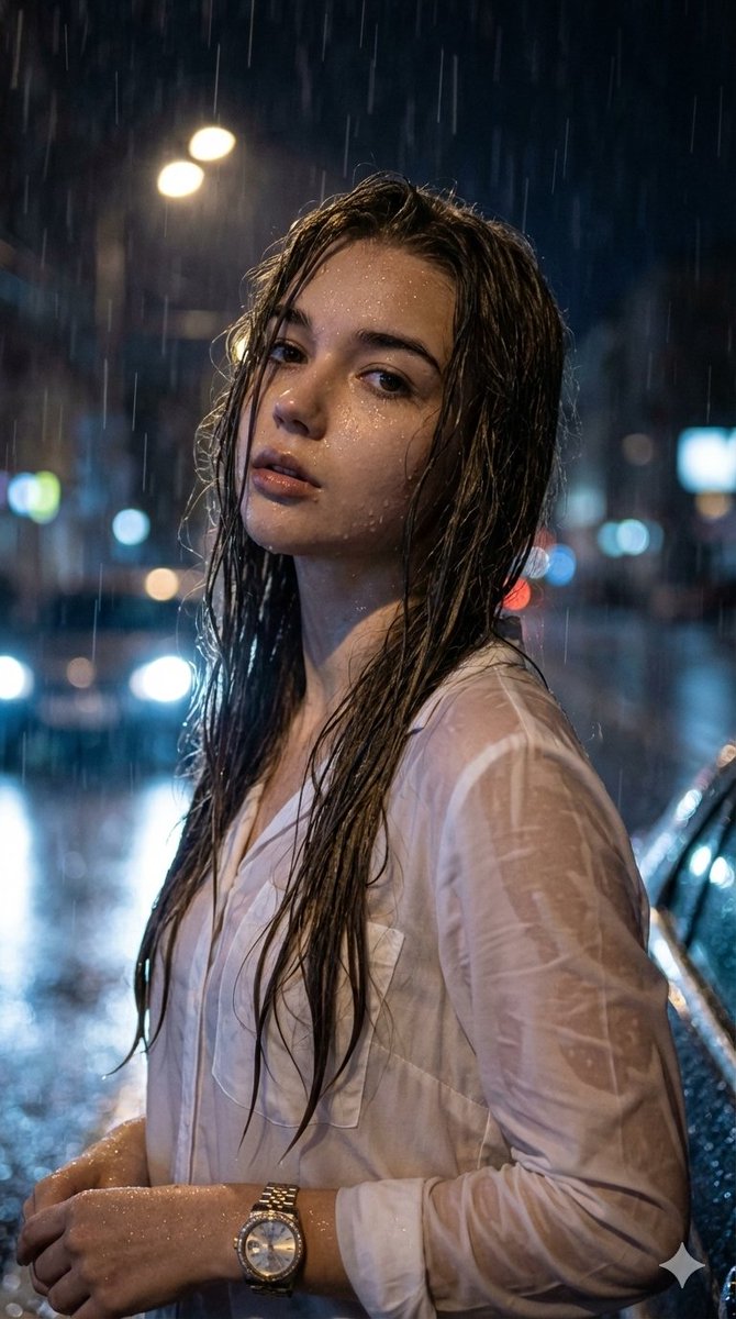 AI Prompt for Hyper-Realistic Night Portrait in Rain with Emotional Atmosphere