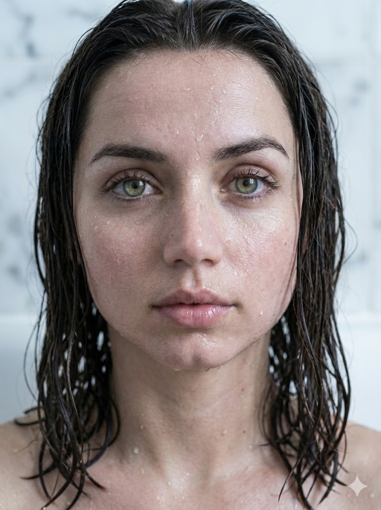 AI Prompt for Hyper-Realistic Portrait with Wet Skin and ID Matching