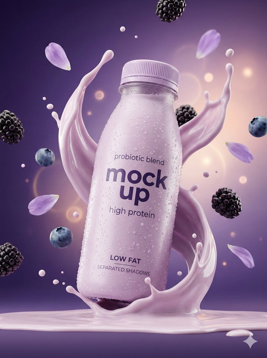 AI Prompt for Hyper-Realistic Product Photography - Yogurt & Electrolyte 3D Render
