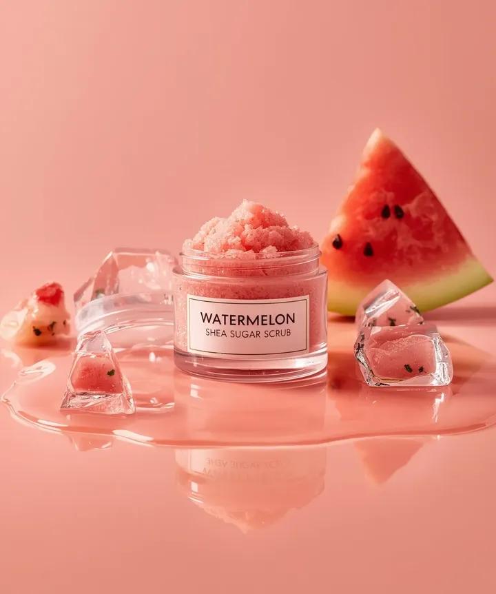 AI Prompt for Hyper-Realistic Skincare Jar Images with Watermelon and Ice Cubes
