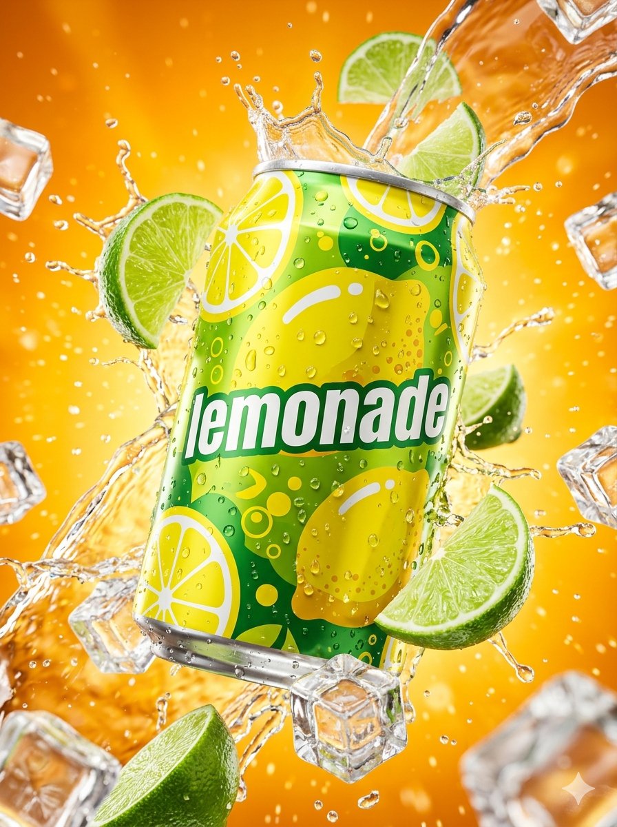 AI Prompt for Hyper-Realistic Surreal Lemonade Can Image Generation