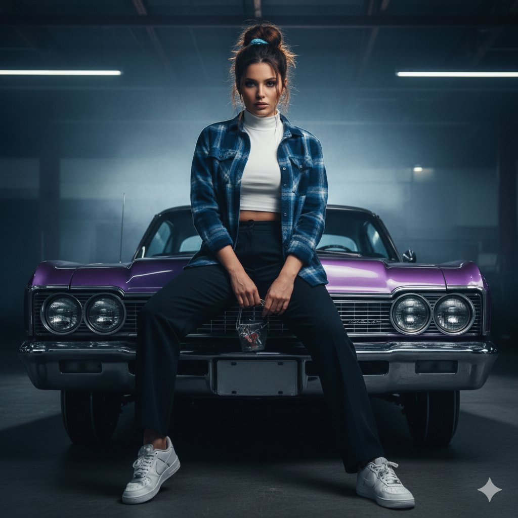 AI Prompt for Hyper-Realistic Urban Rebel Portrait on Lowrider