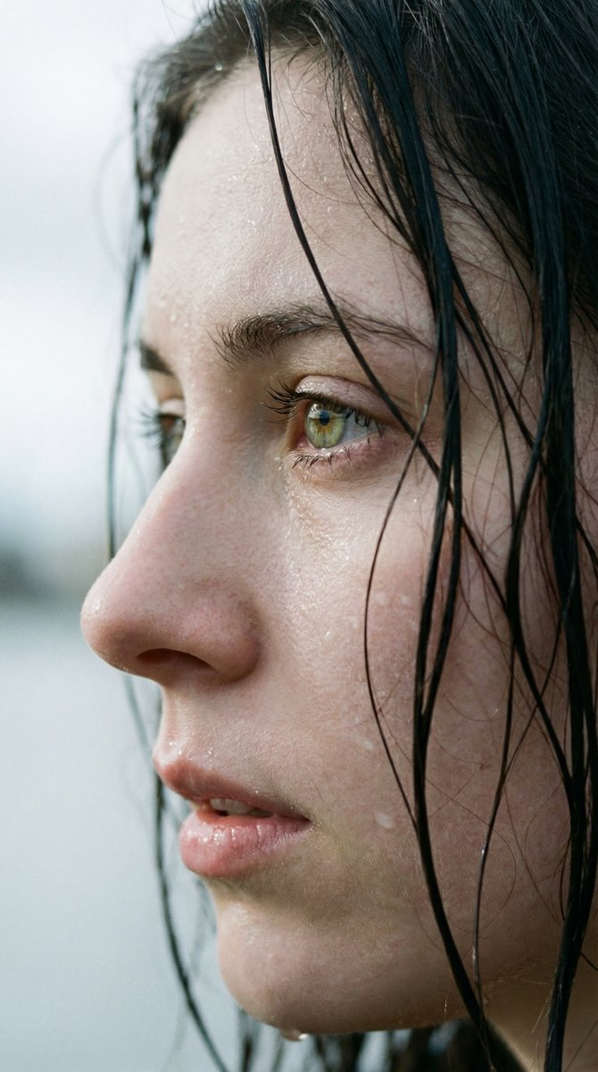 AI Prompt for Hyper-Realistic Wet Close-Up Portrait with Water Droplets