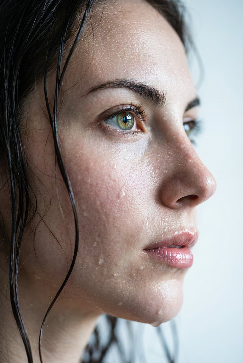 AI Prompt for Hyper-Realistic Wet Skin Portrait Photography