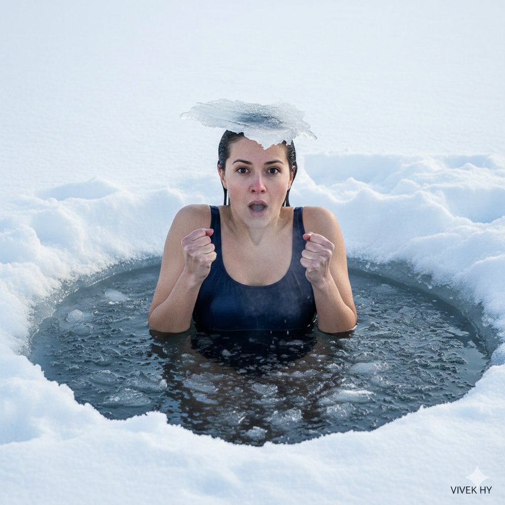 AI Prompt for Hyper-Realistic Winter Action Scene with Ice Plunge