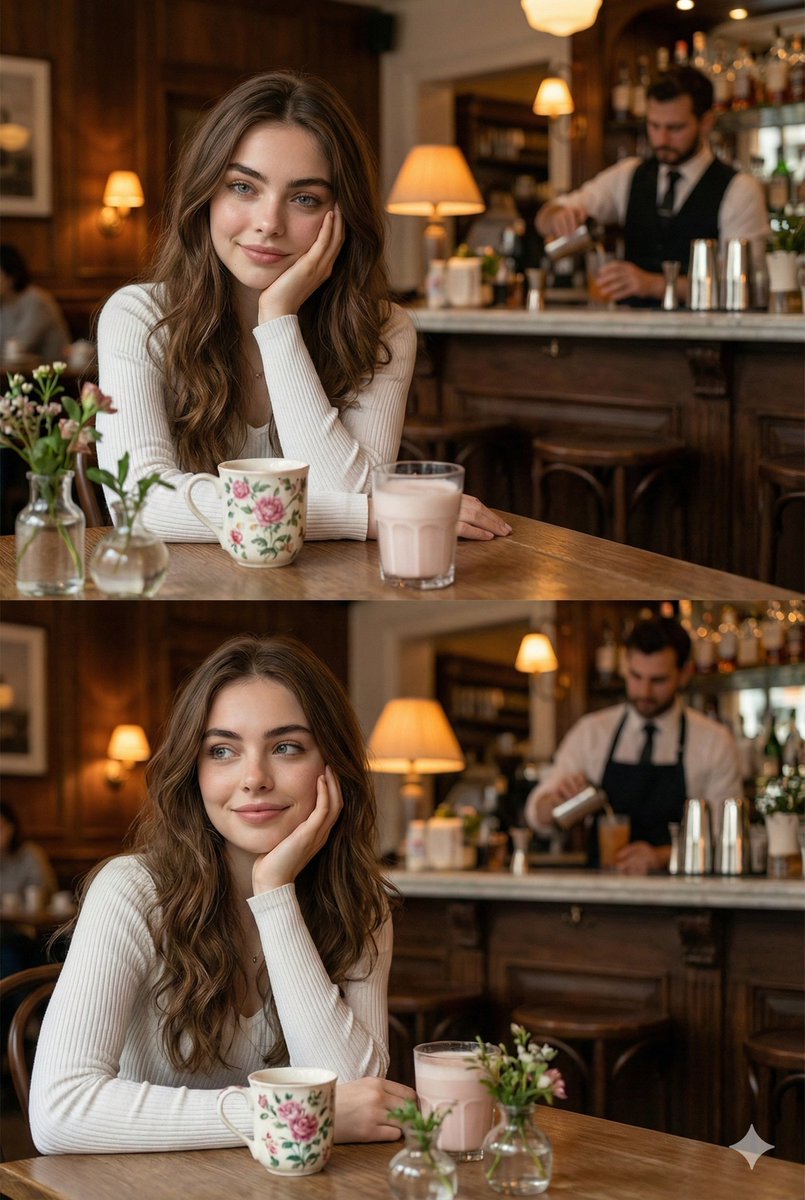 AI Prompt for Hyper-Realistic Young Woman in Cozy Café