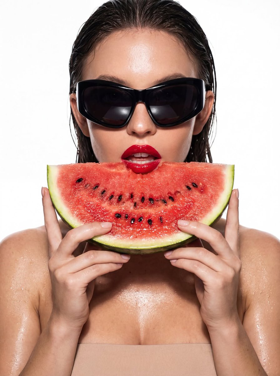 AI Prompt for Hyper-Stylized Close-up Photography with Watermelon and Futuristic Sunglasses