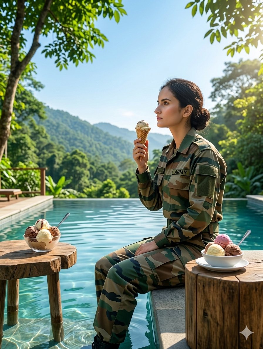 AI Prompt for Indian Female Soldier Luxury Photo Edit