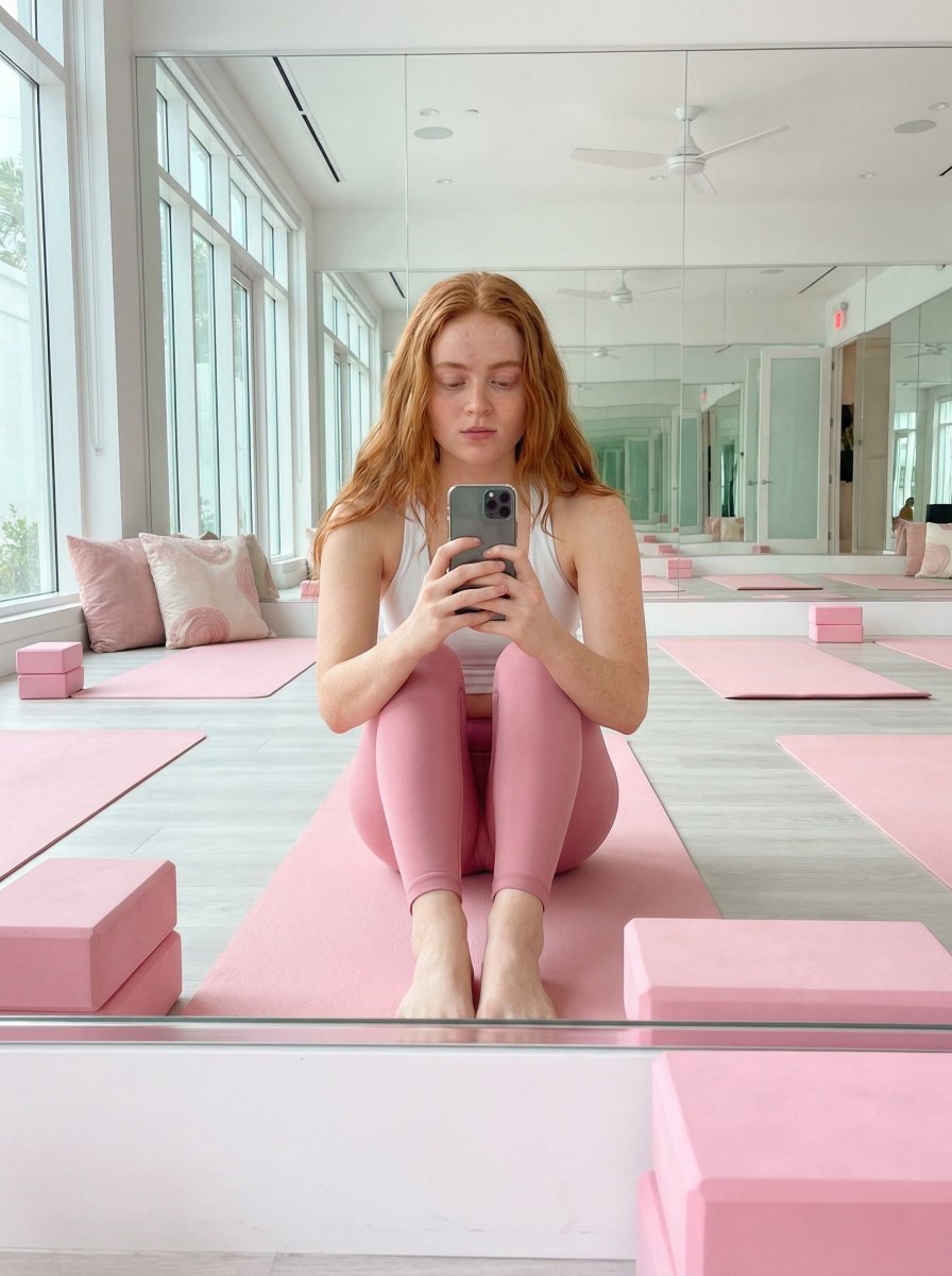 AI Prompt for Influencer Fitness Studio Mirror Selfie