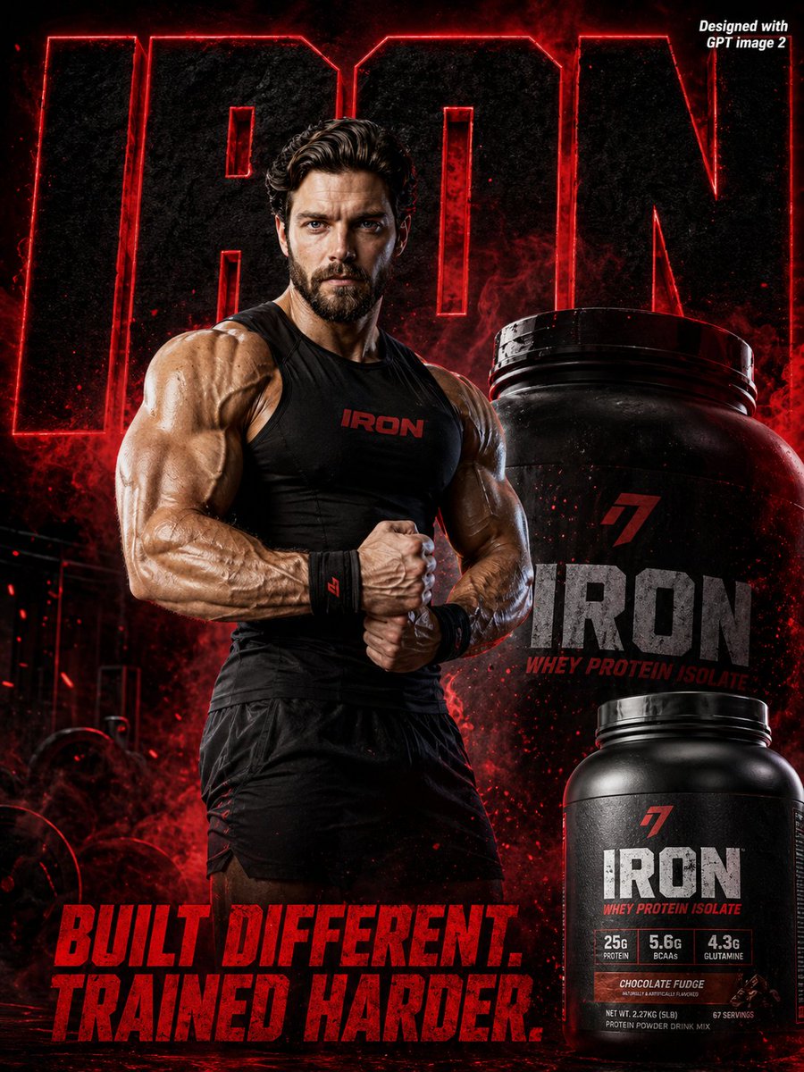 AI Prompt for Intense Fitness Supplement Ad Campaign with Cinematic Photography