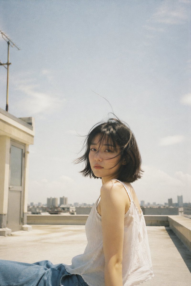 AI Prompt for Japanese Film Aesthetic Rooftop Photography with Soft Natural Light