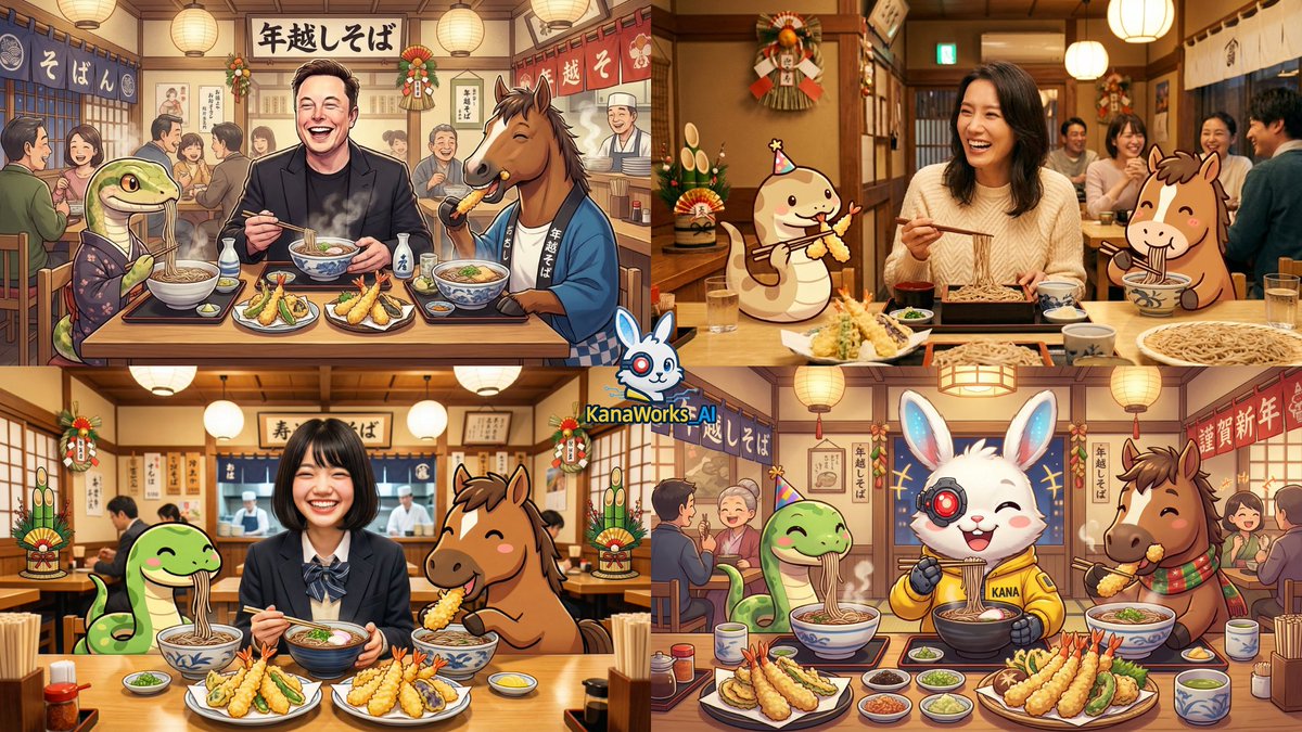 AI Prompt for Japanese New Year's Eve Soba and Tempura Image