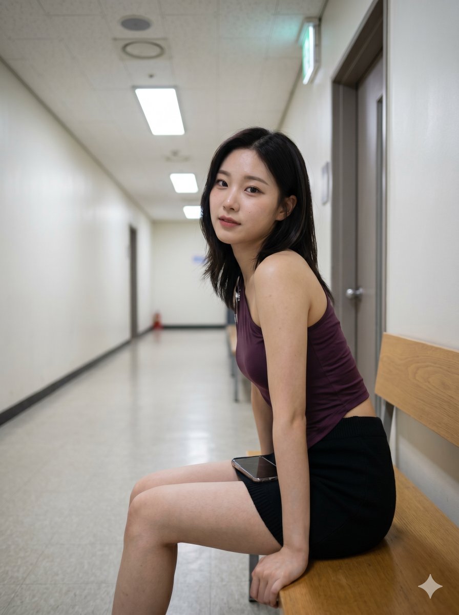 AI Prompt for K-Pop Inspired Rehearsal Hallway Portrait