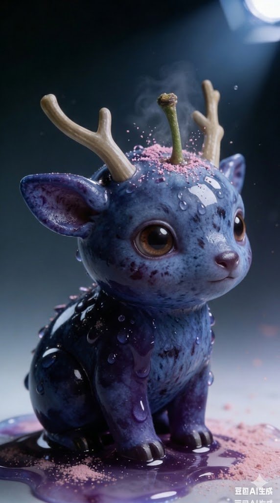 AI Prompt for Kawaii Chibi Blueberry Forest Spirit Macro Photo