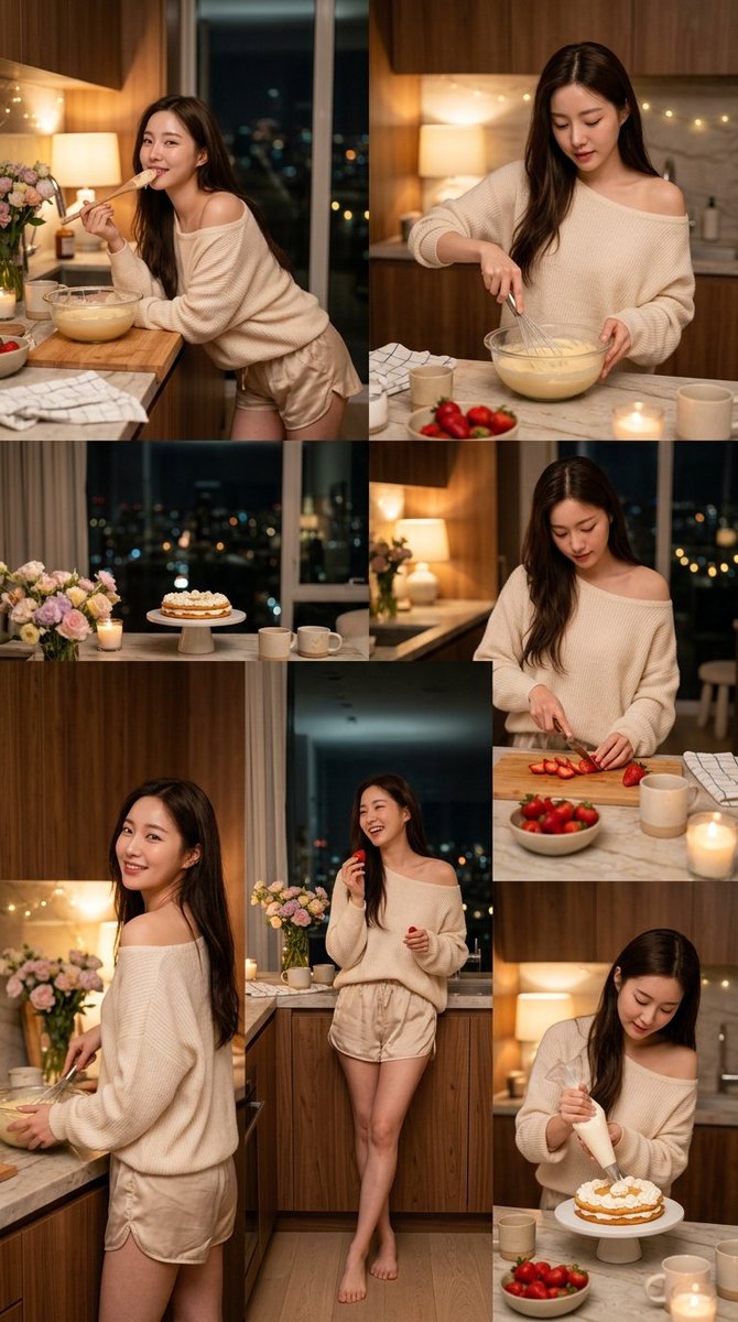 AI Prompt for Korean Girl Kitchen Cooking Cinematic Aesthetic