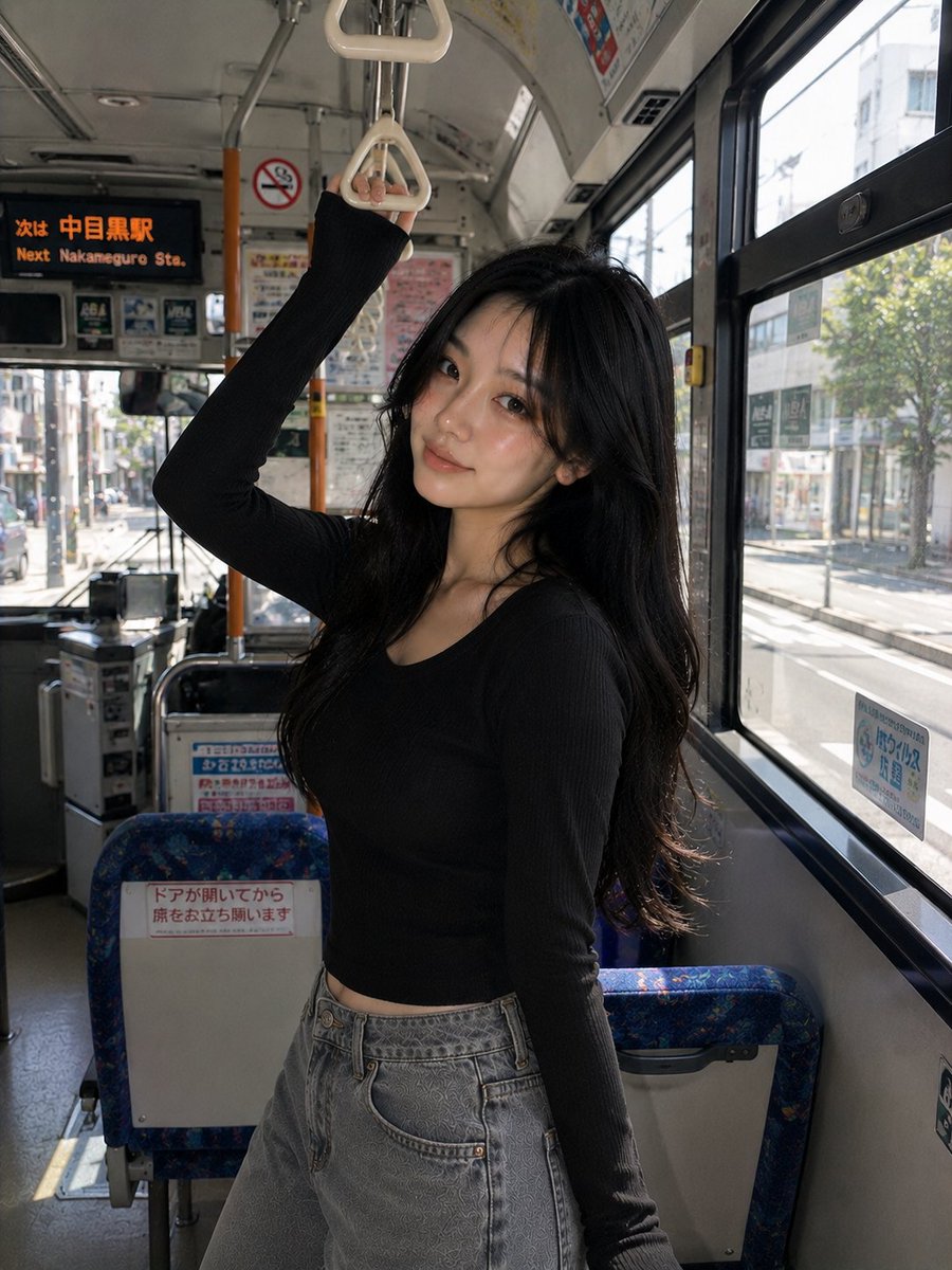 AI Prompt for Korean Girl Urban Bus Candid Photo