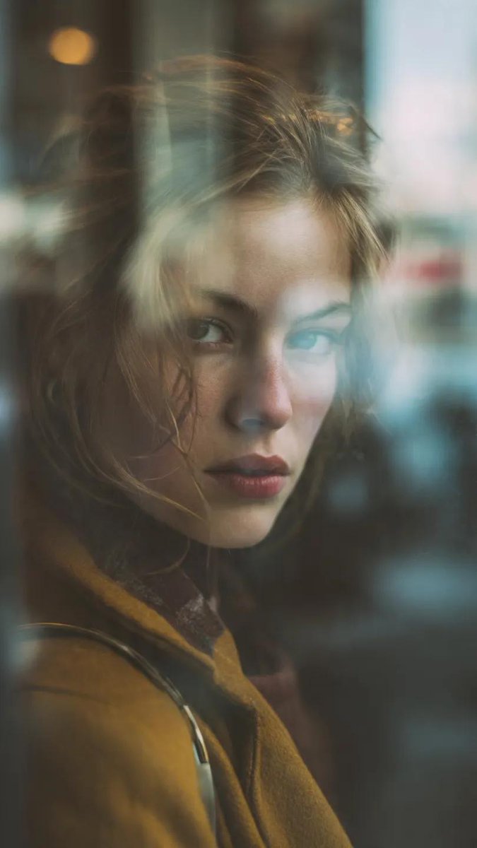 AI Prompt for Layered Portrait Photography with Reflection - Cinematic Cityscape