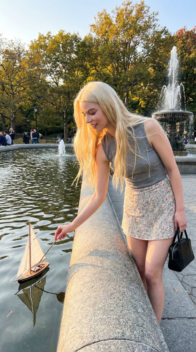 AI Prompt for Lifestyle Portrait with Sailboats and Fountain