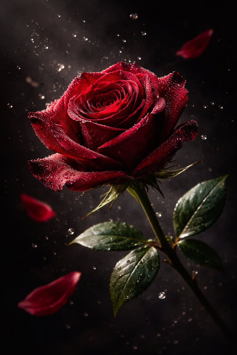 AI Prompt for Luxury 8K Macro Commercial Photo of a Velvet Red Rose