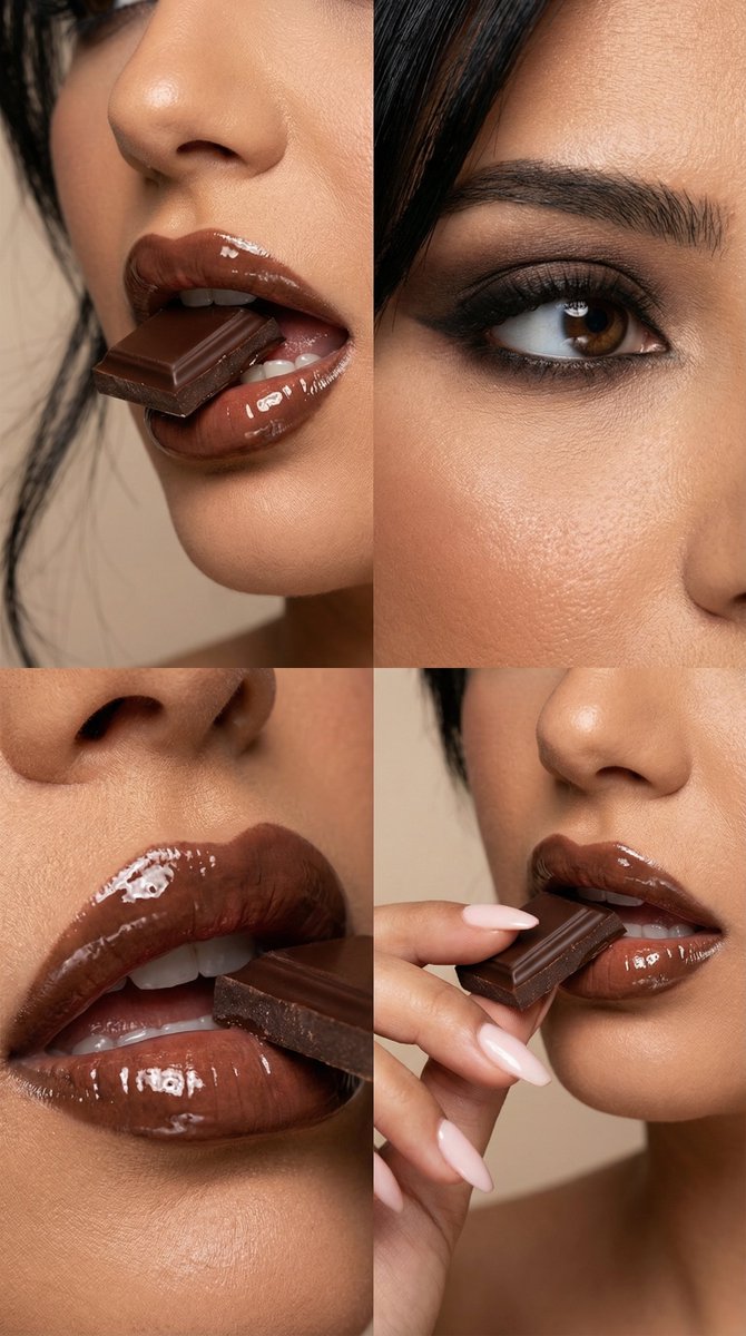 AI Prompt for Luxury Beauty Editorial Macro Photography with Chocolate