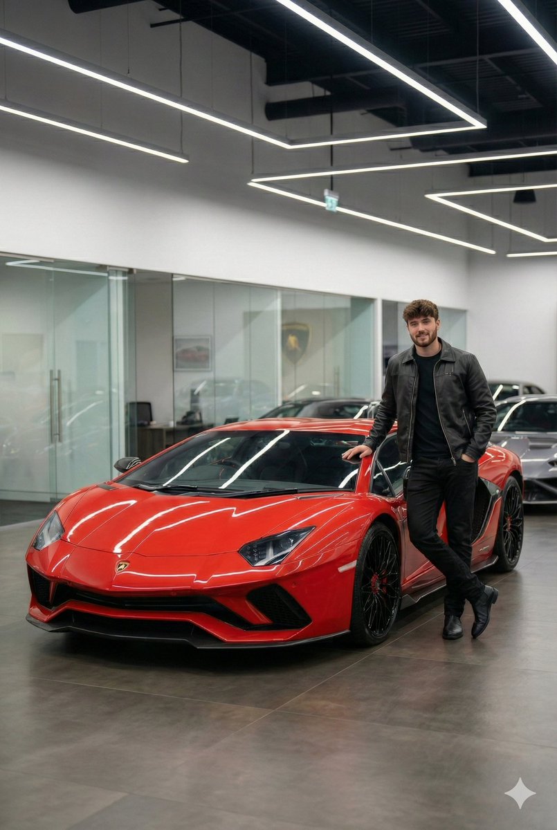 AI Prompt for Luxury Car Showroom Portrait with Super Car