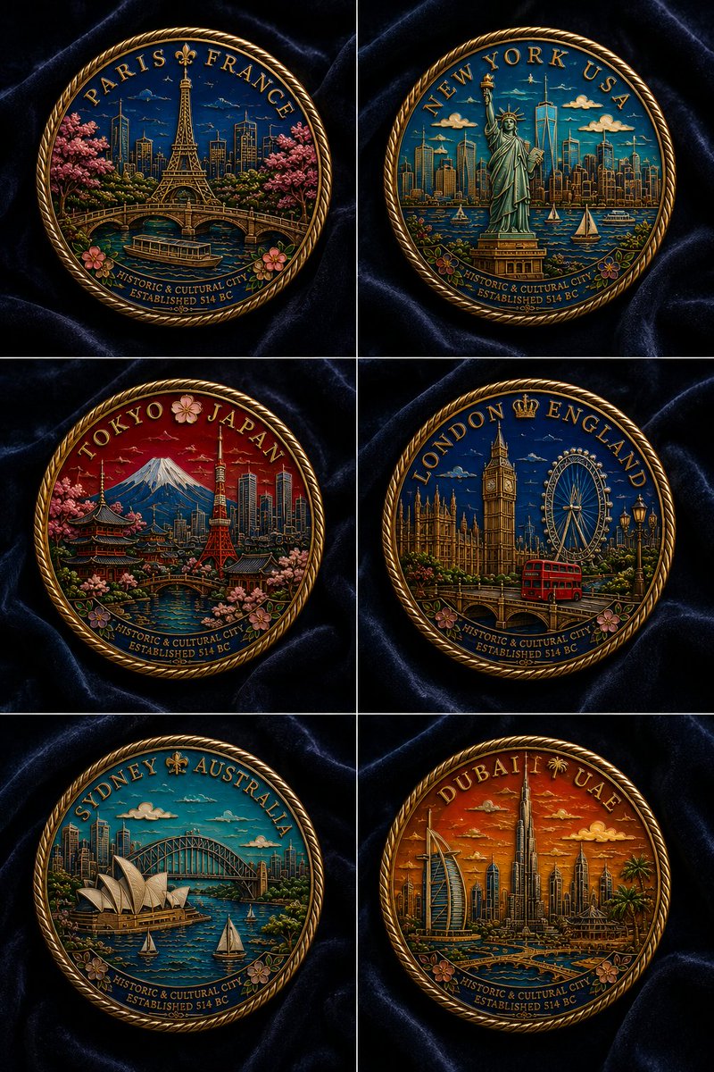 AI Prompt for Luxury Commemorative City Medal Photography