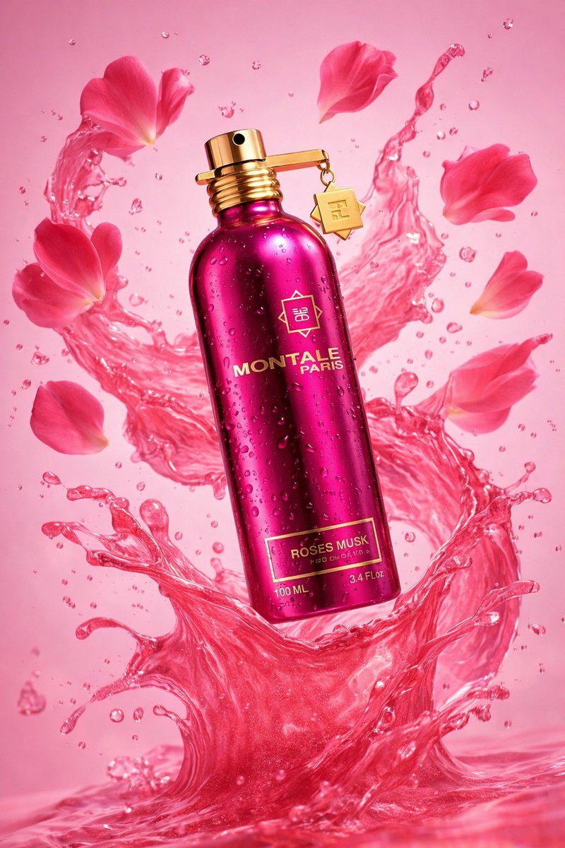 AI Prompt for Luxury E-commerce Product Photography of Perfume Bottles with Floating Flowers