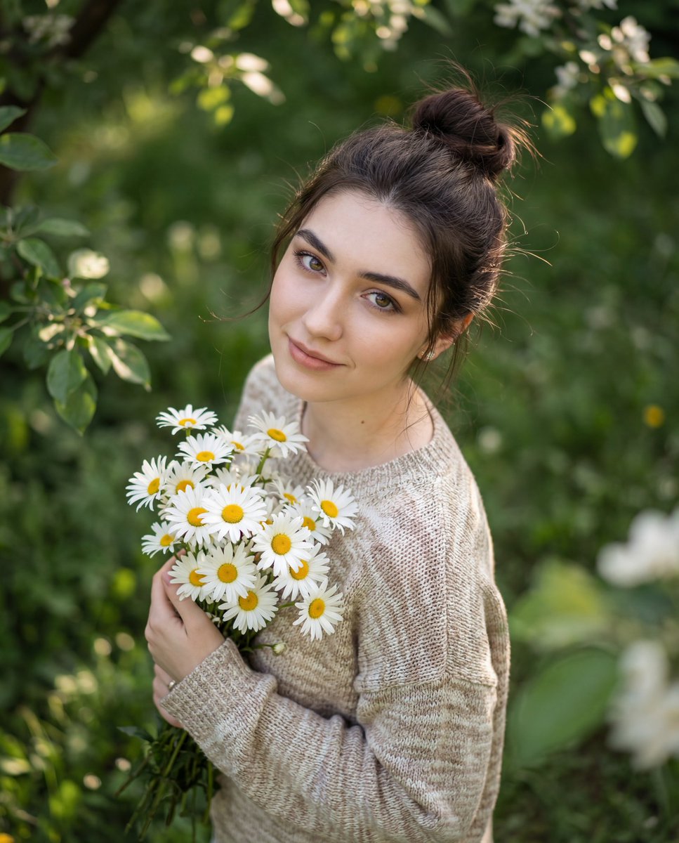 AI Prompt for Luxury Editorial Photography: Young Woman in Garden