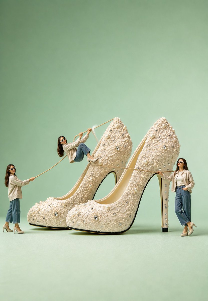AI Prompt for Luxury Fashion Photography: Elegant Ivory Sandal Concept