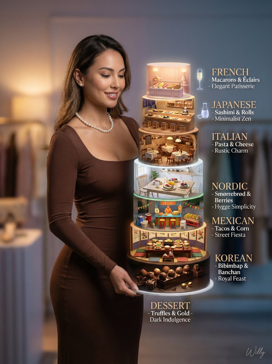 AI Prompt for Luxury Food Photography: Multi-Layered Gourmet Cake Editorial Hero