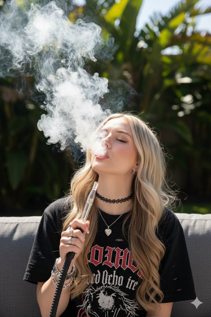 AI Prompt for Luxury Hookah Lounge Photo with Young Woman
