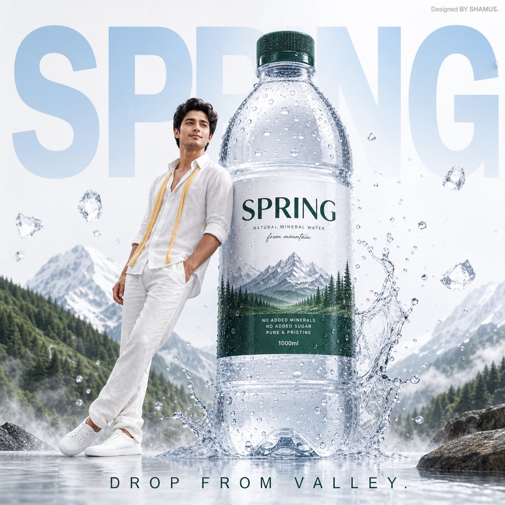AI Prompt for Luxury Mineral Water Commercial Poster