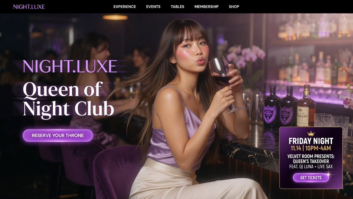 AI Prompt for Luxury Nightclub Website Hero with Glamorous Bar Scene