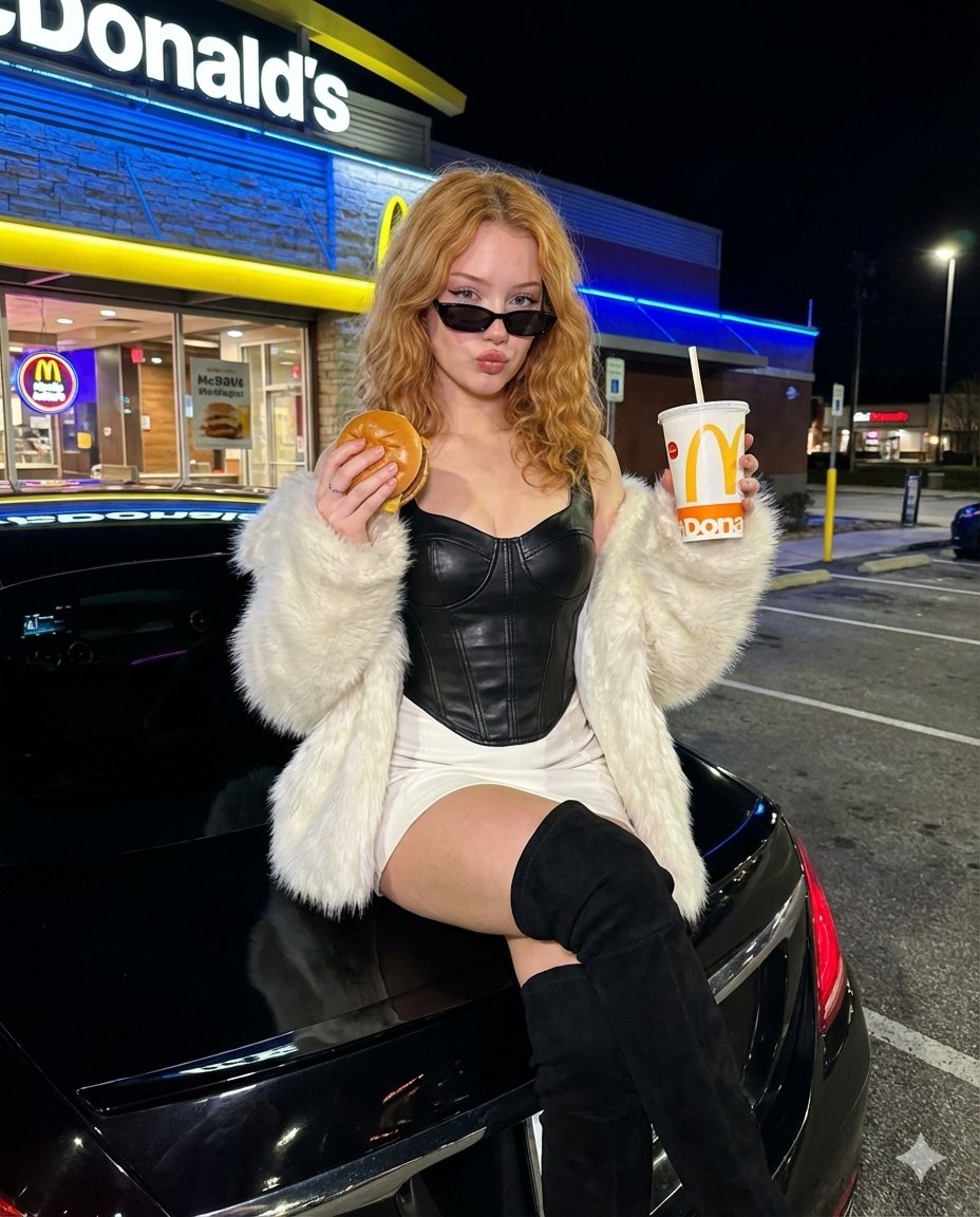AI Prompt for Luxury Nightlife Editorial Photo with Neon Lights