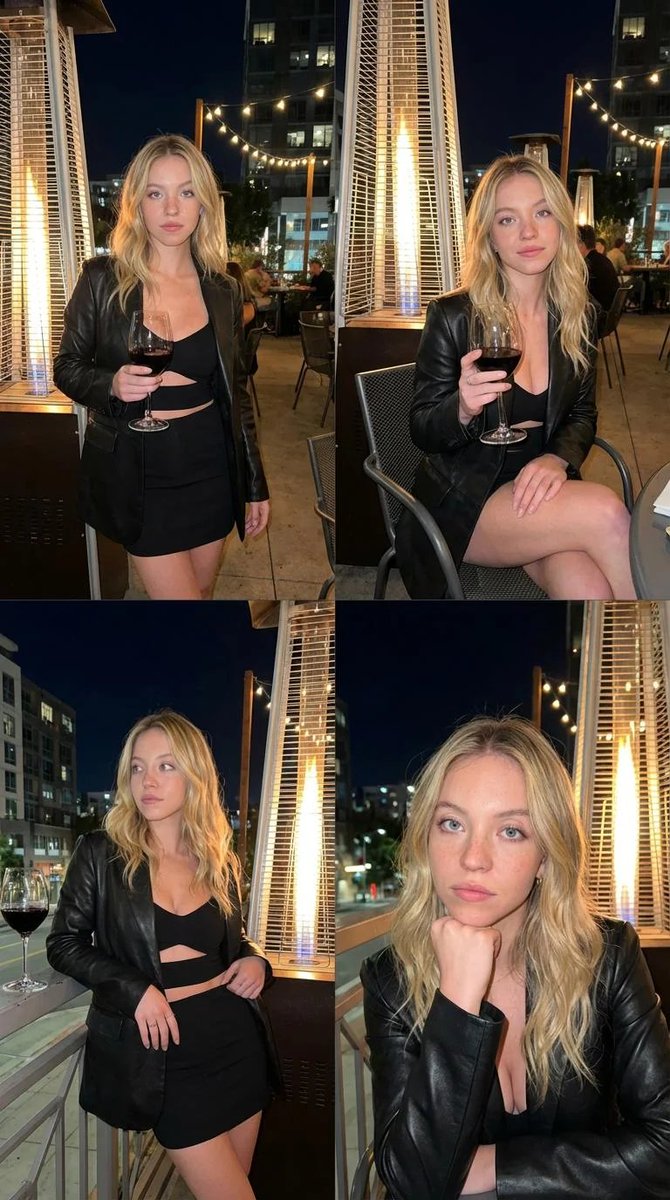 AI Prompt for Luxury Nightlife Photo Collage: Upscale Restaurant Patio 4-Image Grid