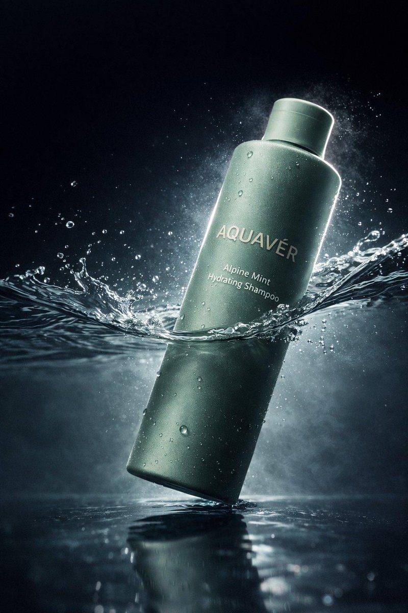 AI Prompt for Luxury Shampoo Bottle Splash Advertising