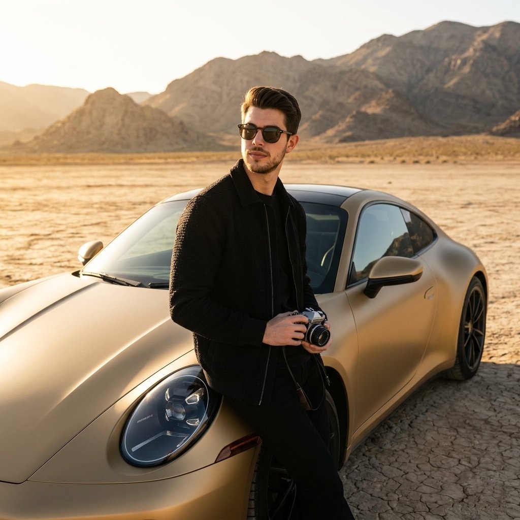 AI Prompt for Luxury Sports Car Photography in Golden Hour
