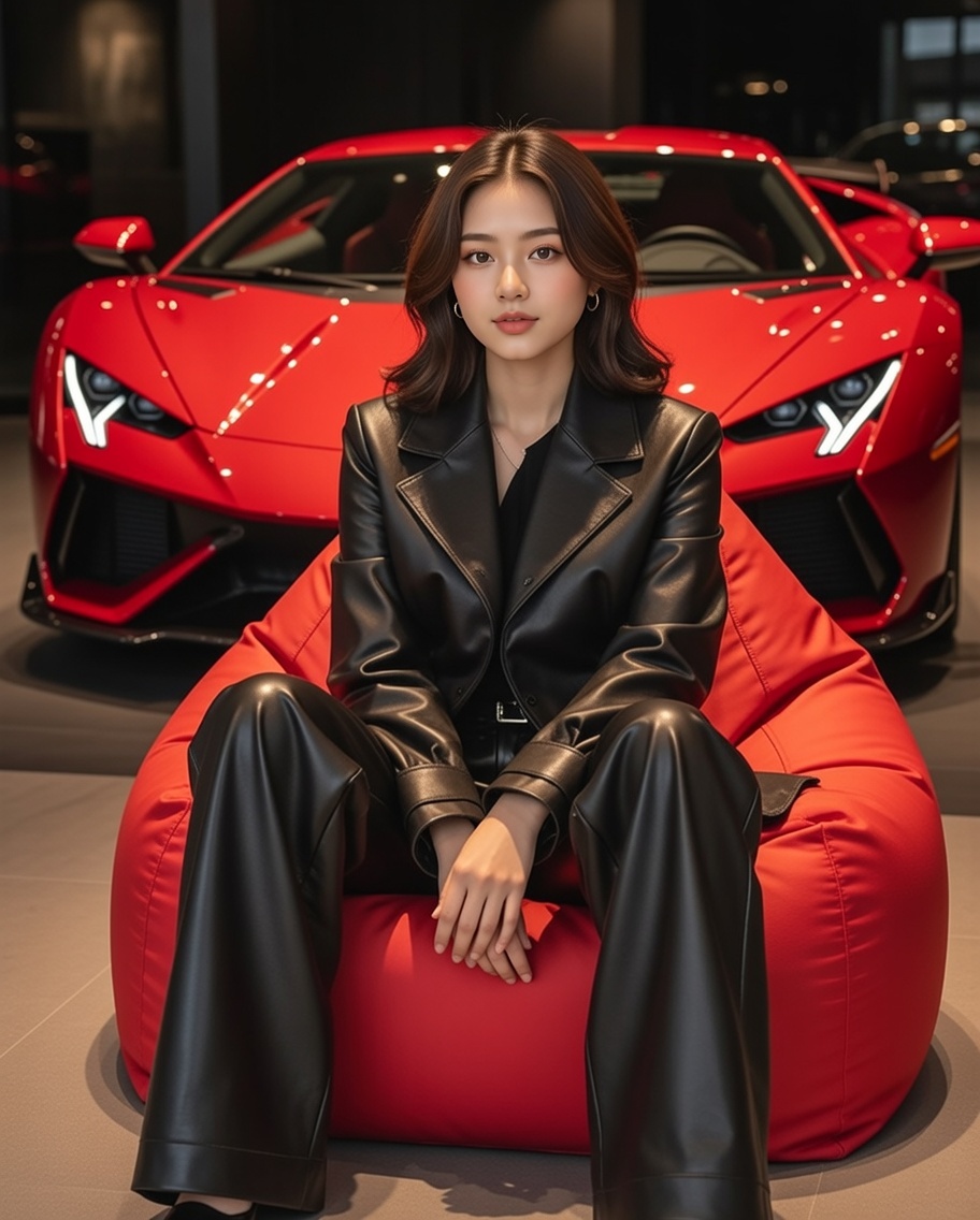AI Prompt for Luxury Vehicle Product Photography with Color Contrast