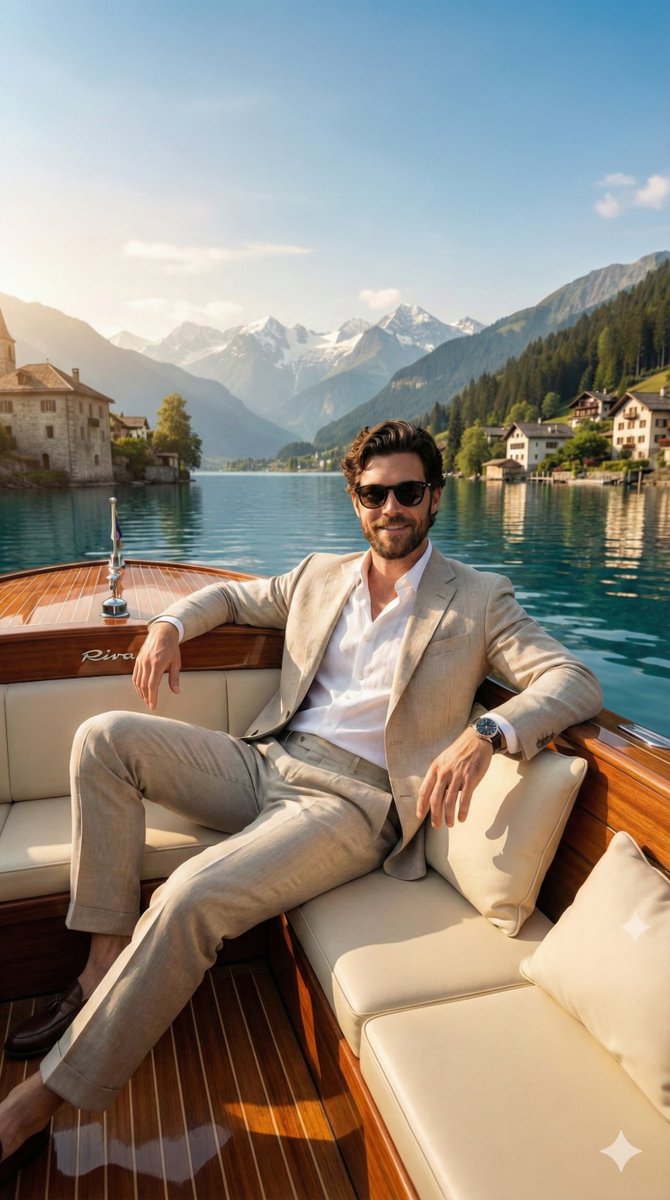 AI Prompt for Luxury Wooden Boat Editorial Image