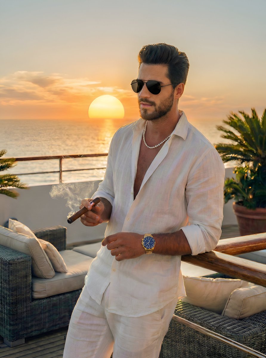 AI Prompt for Luxury Yacht Portrait with Golden Hour Lighting