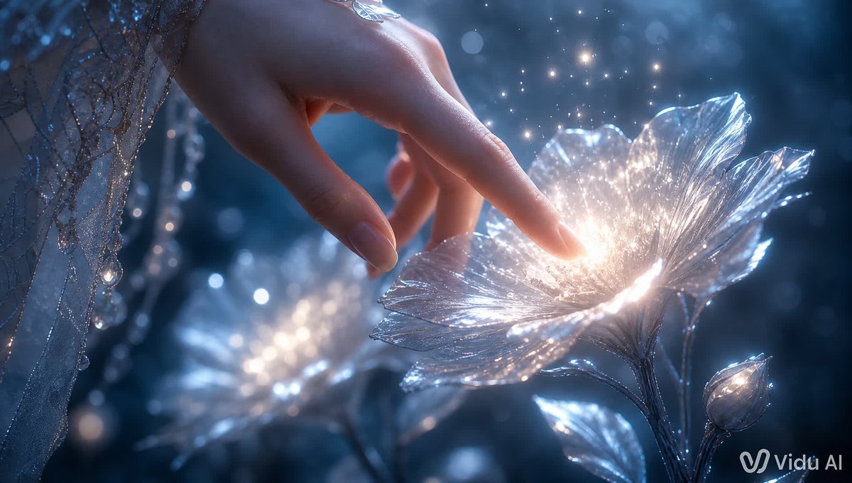 AI Prompt for Magical Fantasy Photography: Luminous Flower Touch