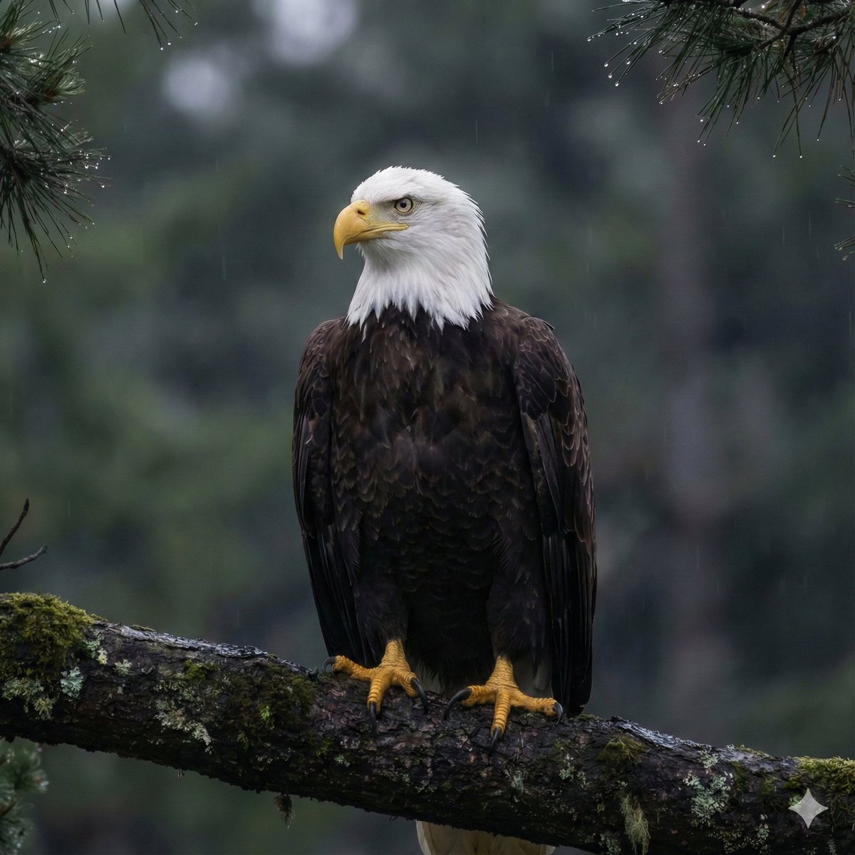 AI Prompt for Majestic Bald Eagle Portrait in Forest Landscape