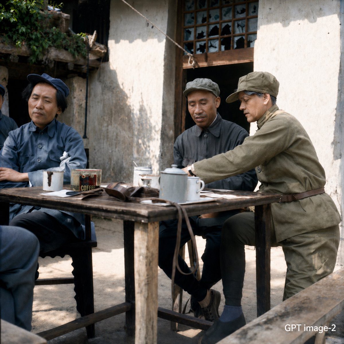 AI Prompt for Mao-Era Chinese Courtyard Meeting Image
