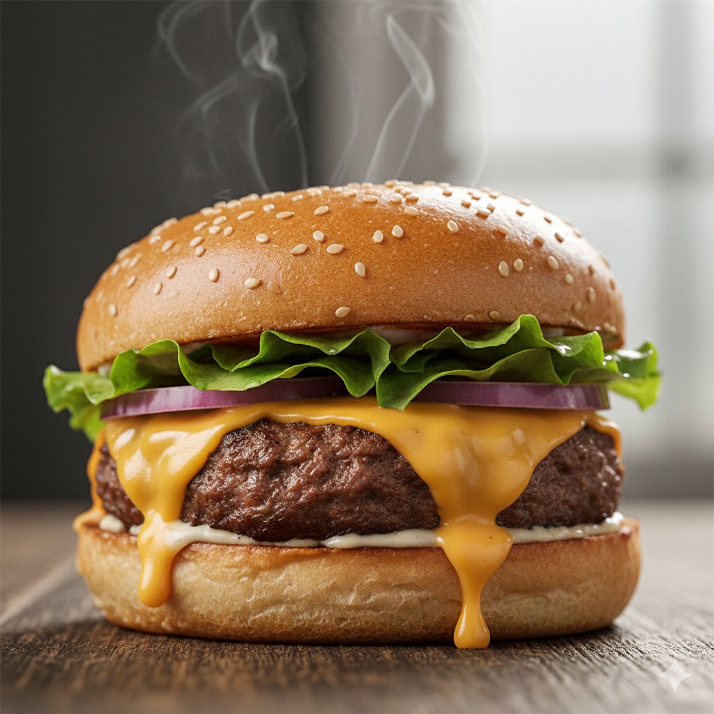 AI Prompt for Mastering Food Photography with AI - Juicy Beef Burger Macro Shot
